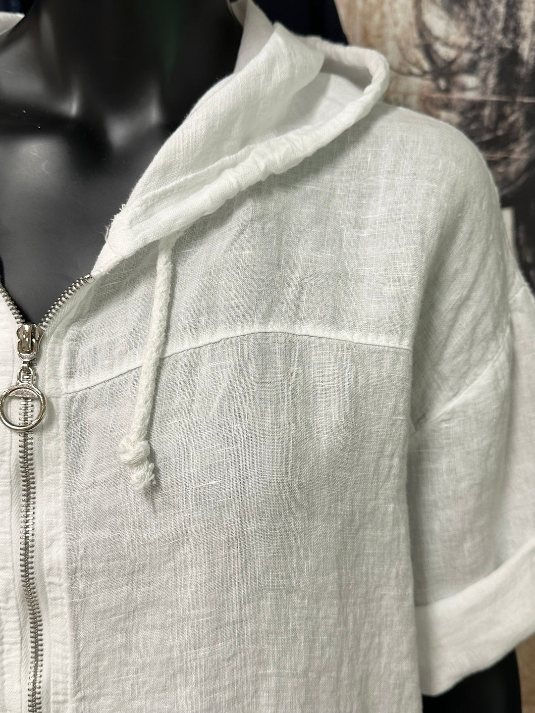 Veste courte à capuche 100% lin (38/42) MADE IN ITALY