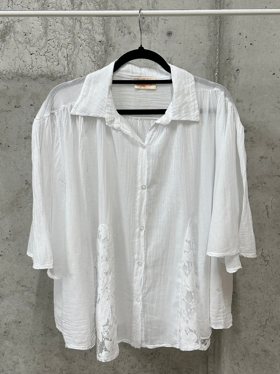 Chemisier "Marie" en voile de coton et dentelle (40/46) MADE IN ITALY