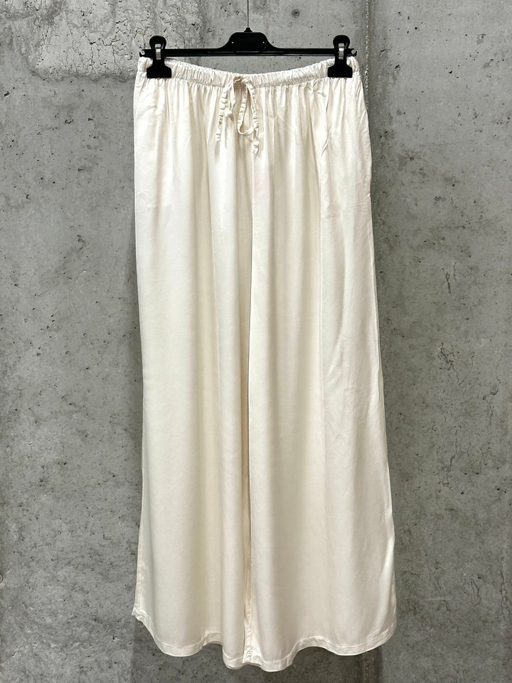 Pantalon satiné "Garance" ultra fluide taille élastique soie & viscose (40/44) MADE IN ITALY