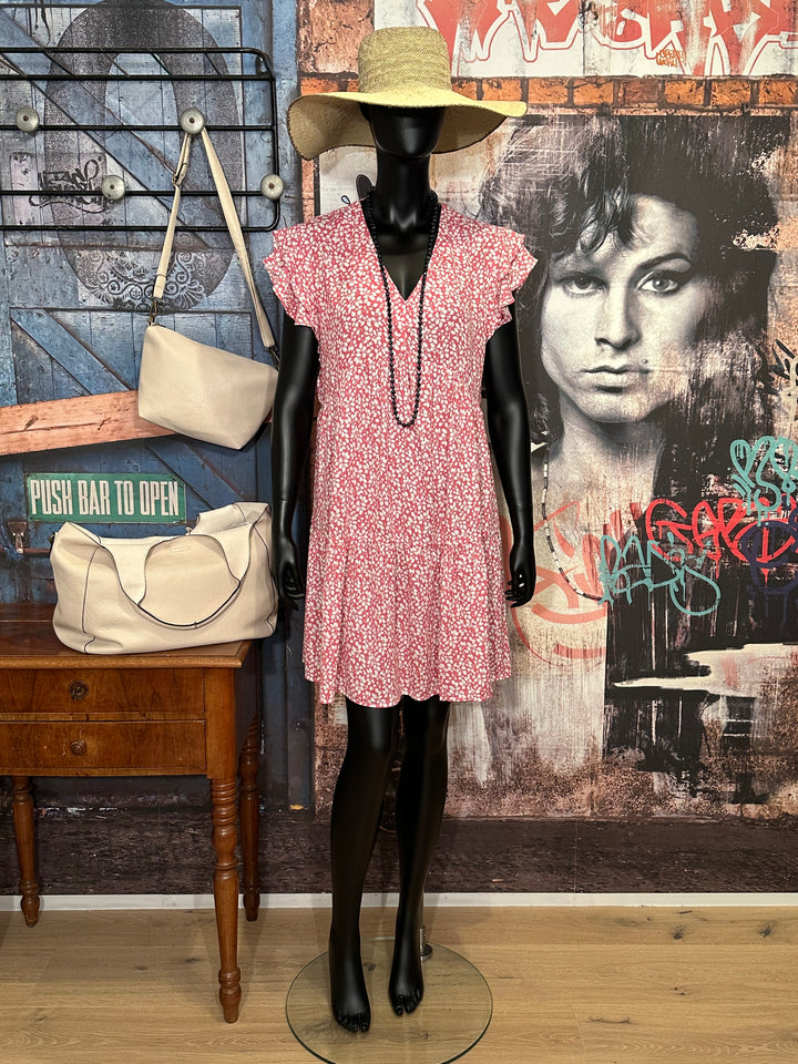Robe estivale motif "floral" rose & blanc