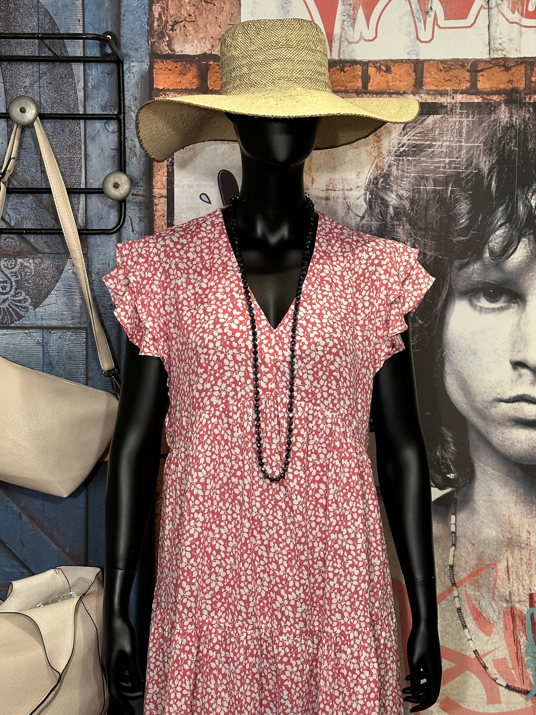 Robe estivale motif "floral" rose & blanc
