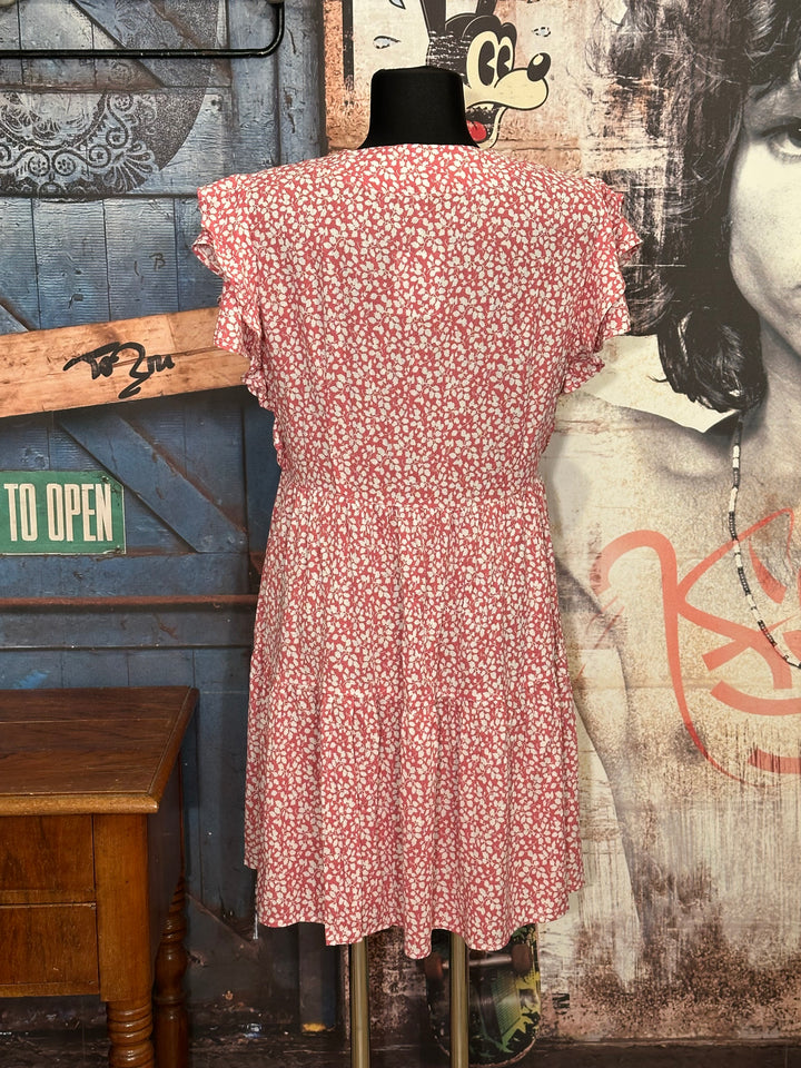 Robe estivale motif "floral" rose & blanc