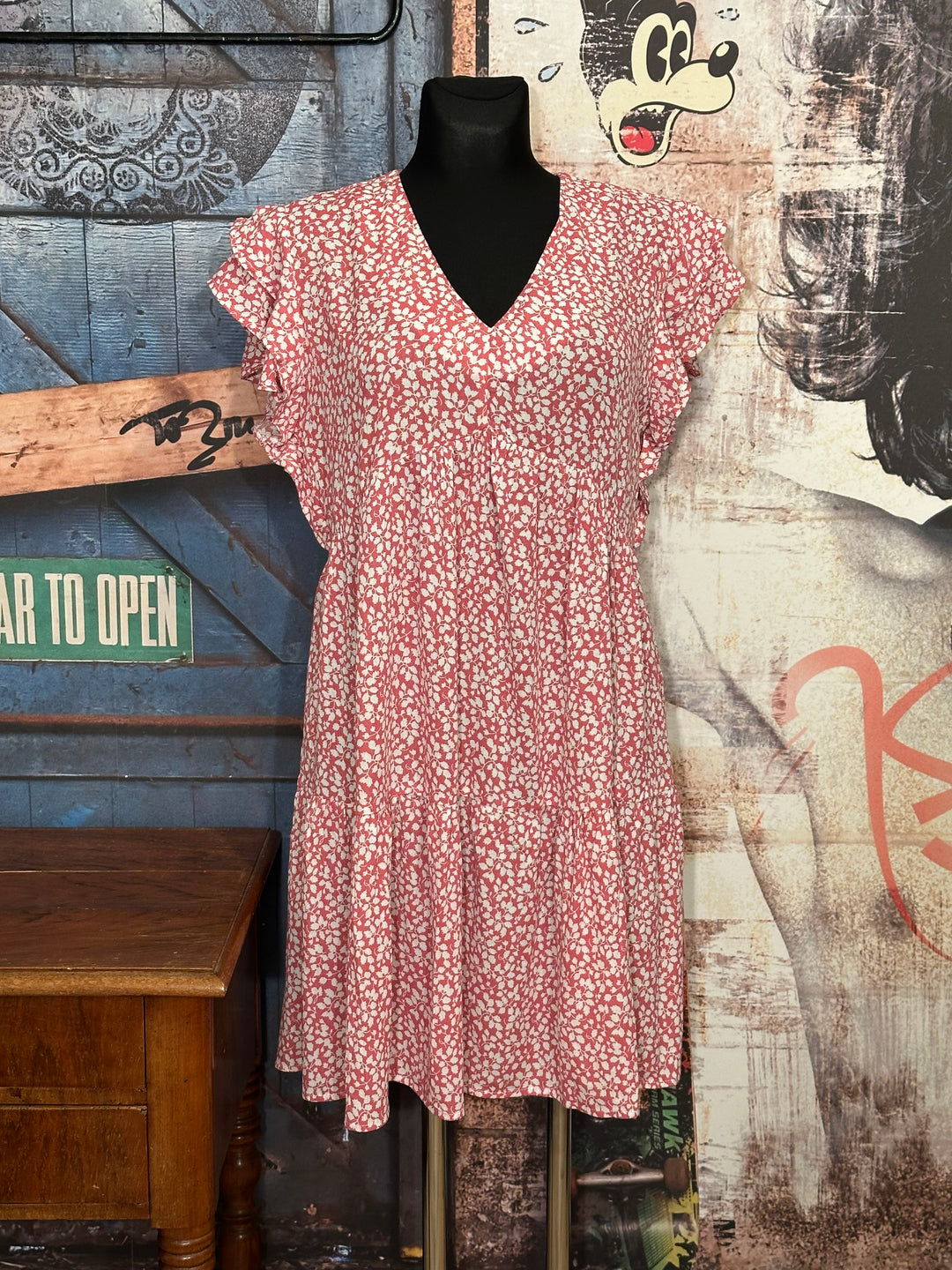 Robe estivale motif "floral" rose & blanc