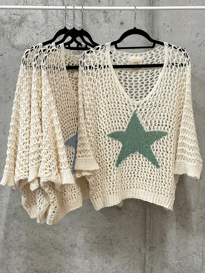 Pull "Alba" étoile en maille ajourée (38/44) MADE IN ITALY