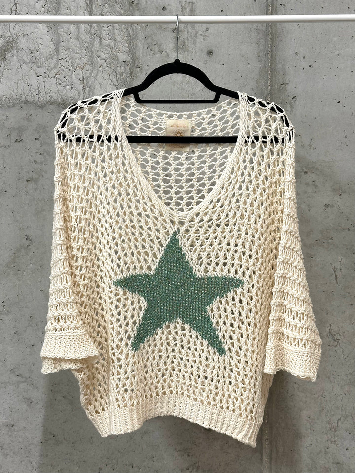 Pull "Alba" étoile en maille ajourée (38/44) MADE IN ITALY