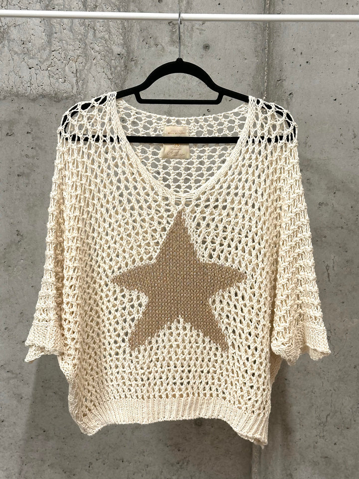Pull "Alba" étoile en maille ajourée (38/44) MADE IN ITALY