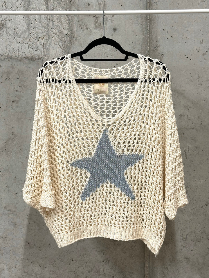 Pull "Alba" étoile en maille ajourée (38/44) MADE IN ITALY