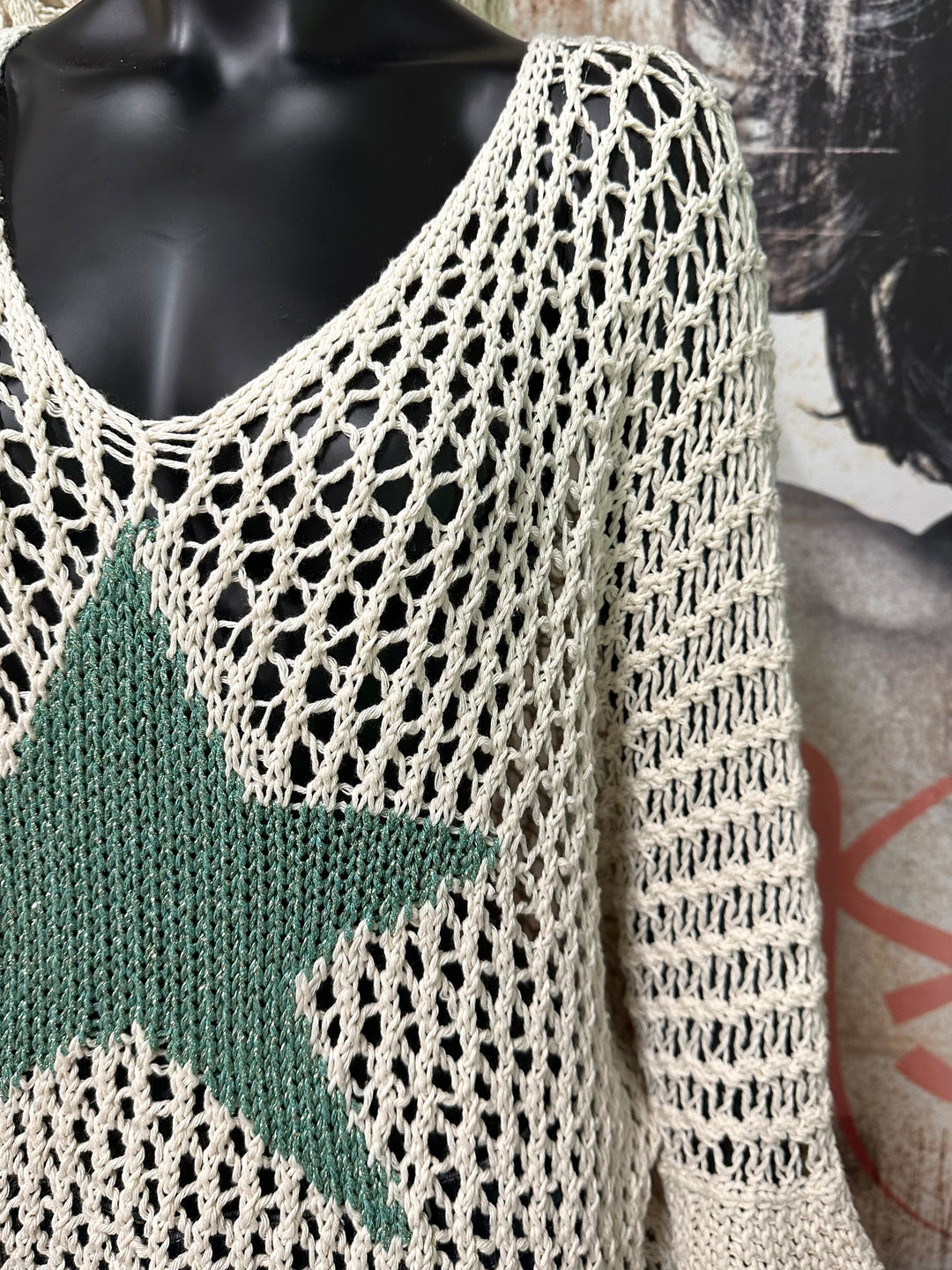 Pull "Alba" étoile en maille ajourée (38/44) MADE IN ITALY