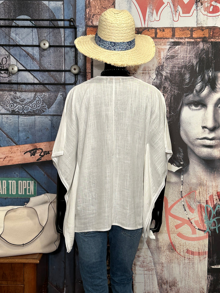 Tunique caftan "bohème chic" écru