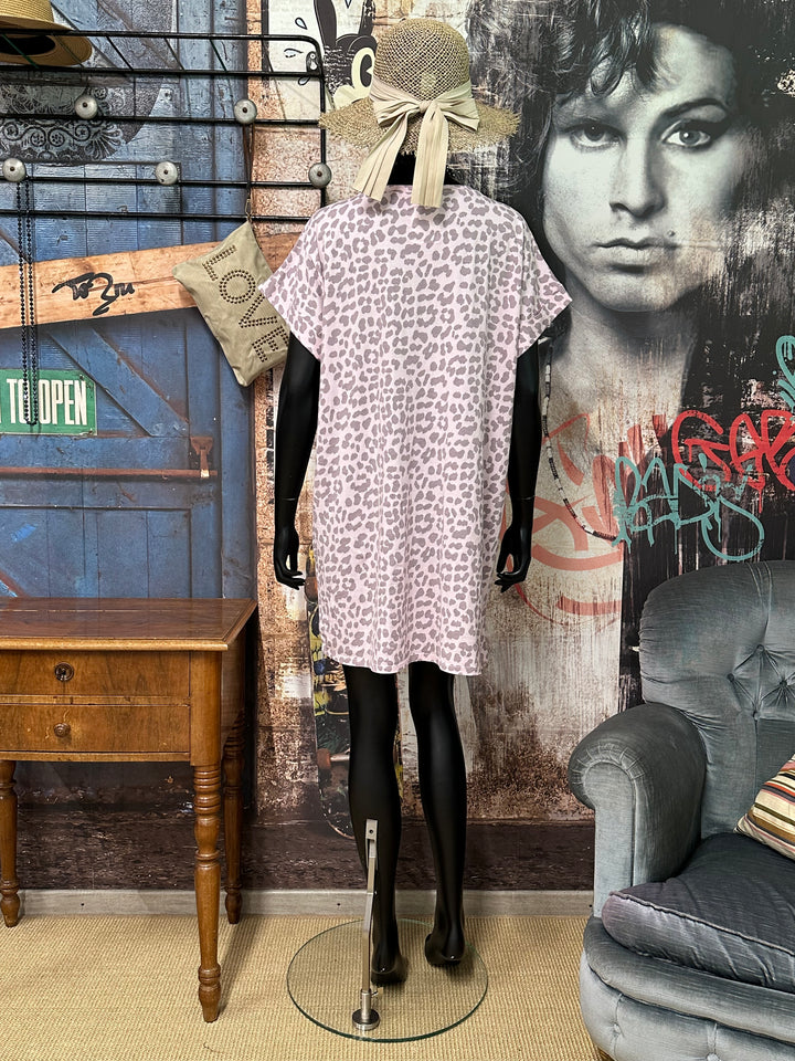Robe t-shirt  "Chloé" col V "Iconic Léopard" (40/44) MADE IN ITALY