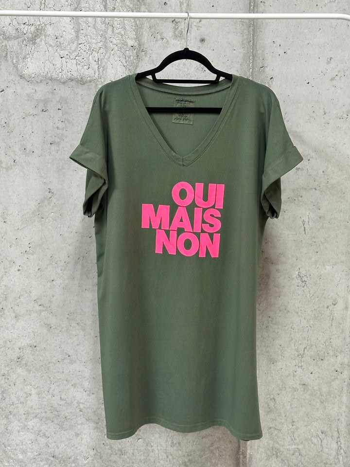 Robe t-shirt  "Chloé" col V "oui mais non" (40/44) MADE IN ITALY