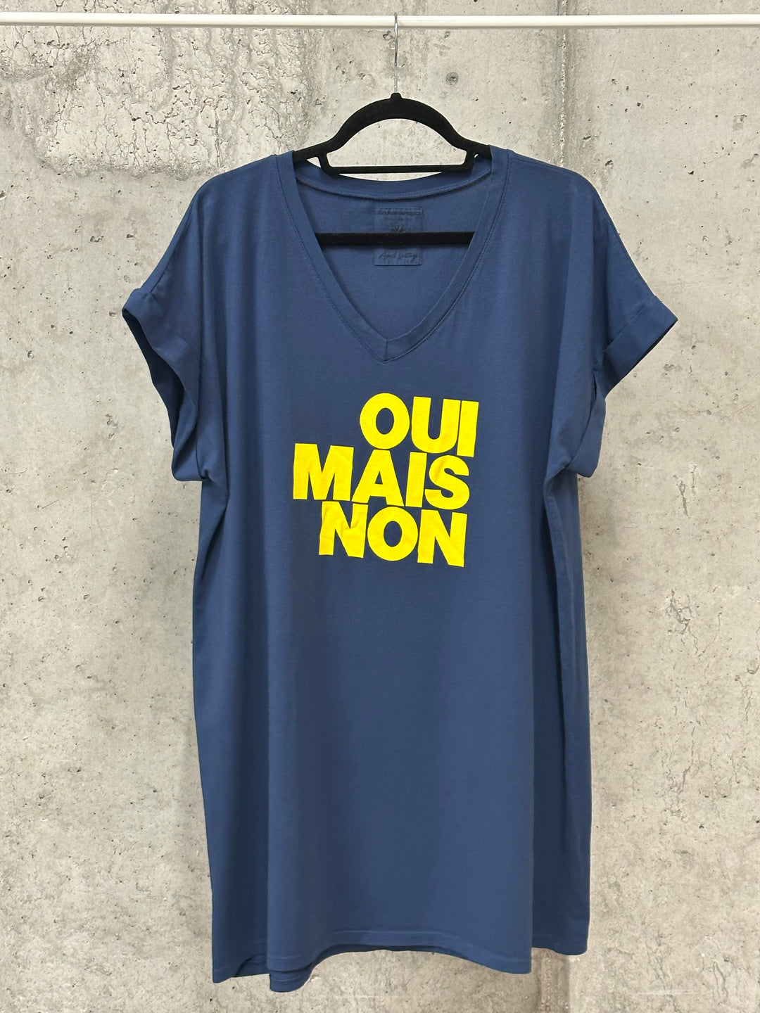 Robe t-shirt  "Chloé" col V "oui mais non" (40/44) MADE IN ITALY