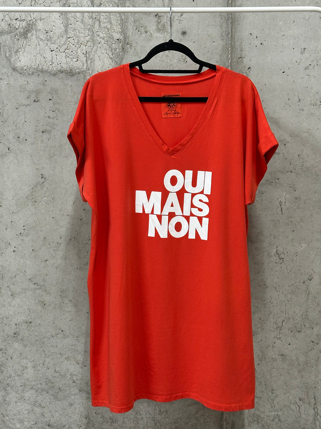 Robe t-shirt  "Chloé" col V "oui mais non" (40/44) MADE IN ITALY
