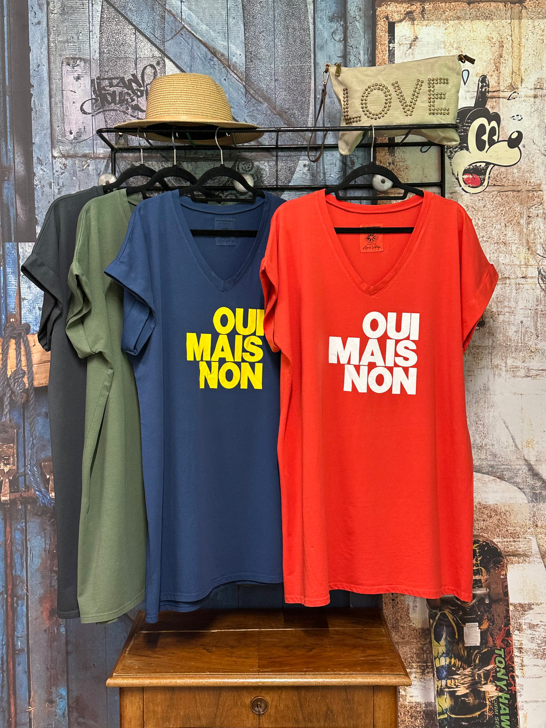Robe t-shirt  "Chloé" col V "oui mais non" (40/44) MADE IN ITALY