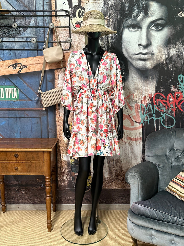 Robe courte " Eléonore" imprimé floral (S/M et M/L)