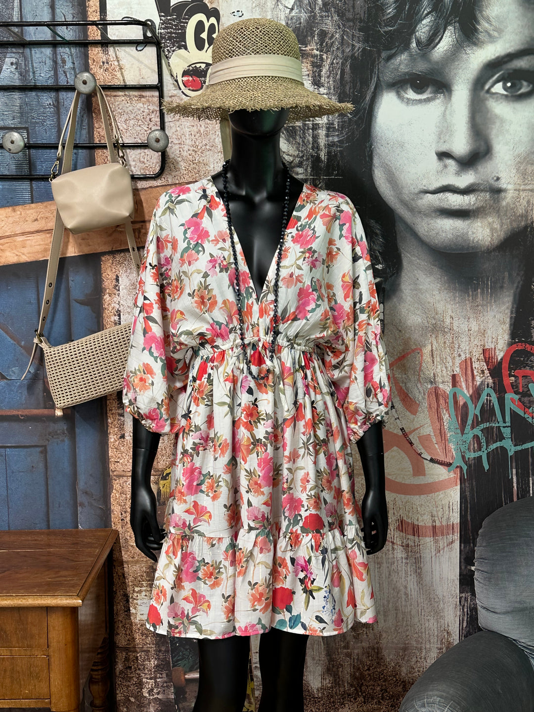 Robe courte " Eléonore" imprimé floral (S/M et M/L)