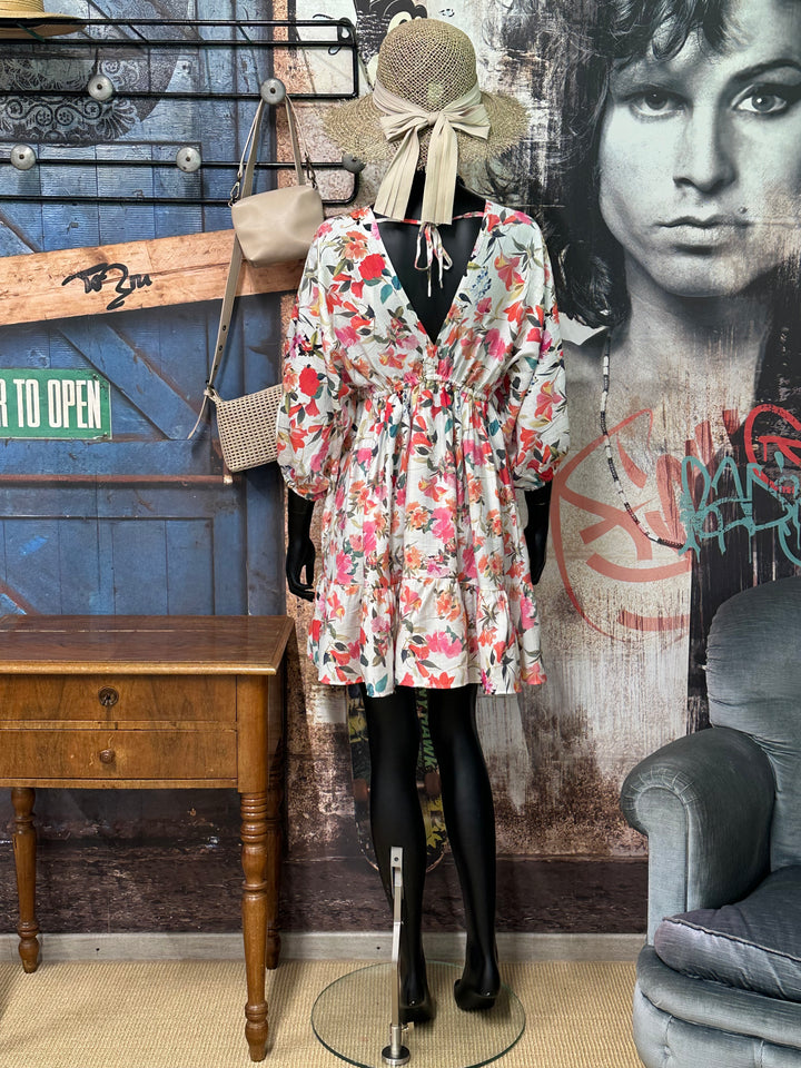 Robe courte " Eléonore" imprimé floral (S/M et M/L)