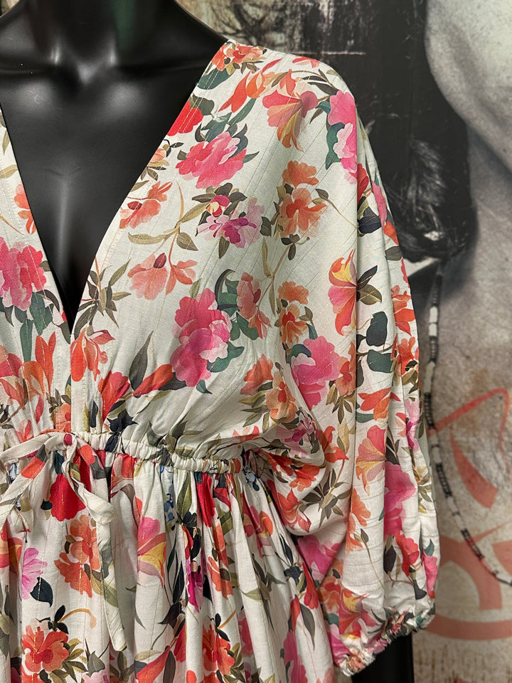 Robe courte " Eléonore" imprimé floral (S/M et M/L)