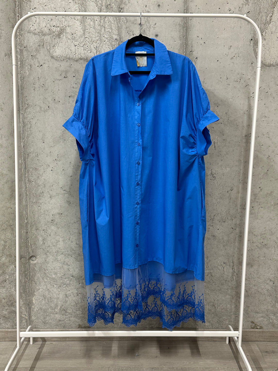 Robe chemise "Léonie" 100% coton & dentelle (42/48) MADE IN ITALY