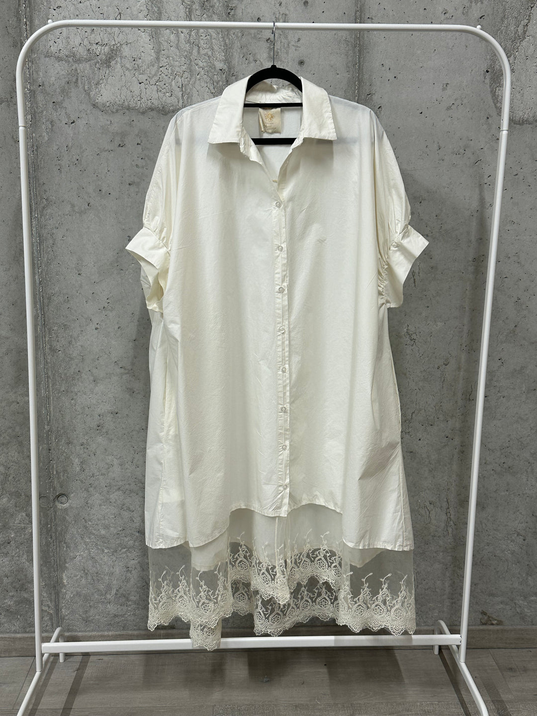 Robe chemise "Léonie" 100% coton & dentelle (42/48) MADE IN ITALY