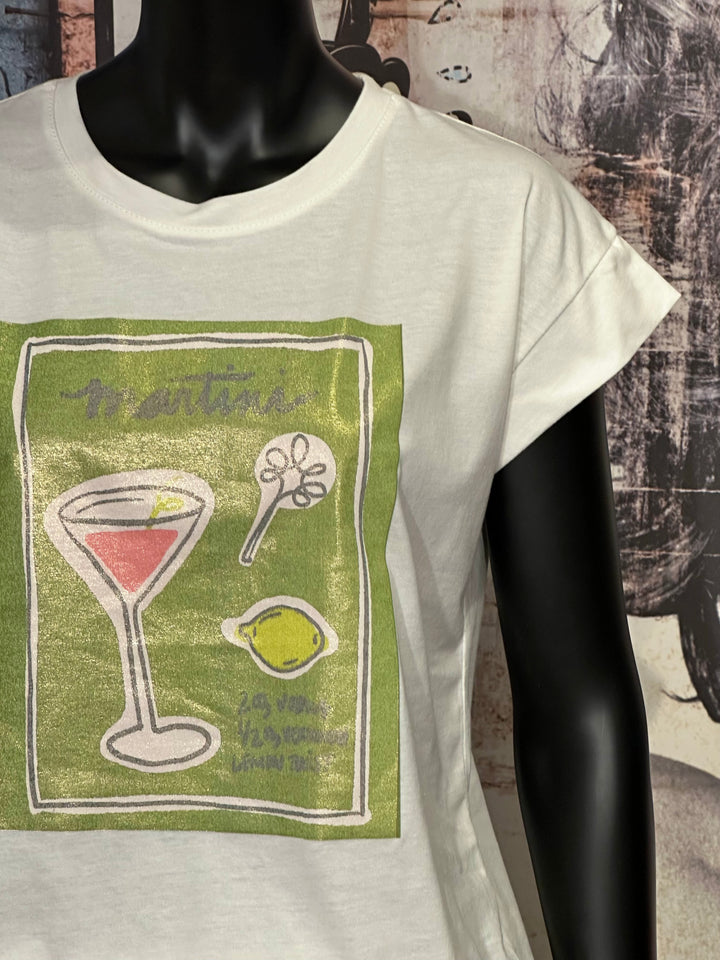 T-shirt 100% coton "Martini" blanc cassé