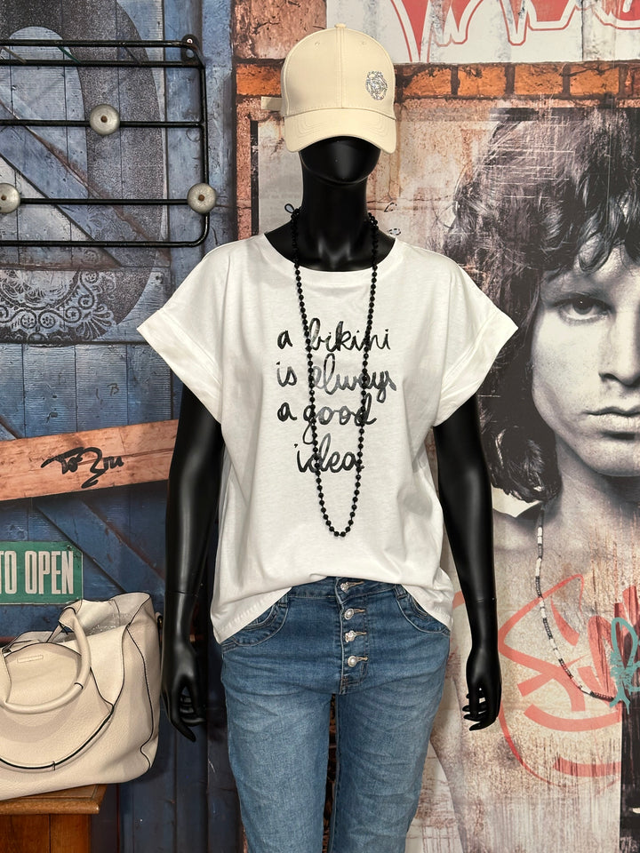T-shirt 100% coton "Bikini" blanc