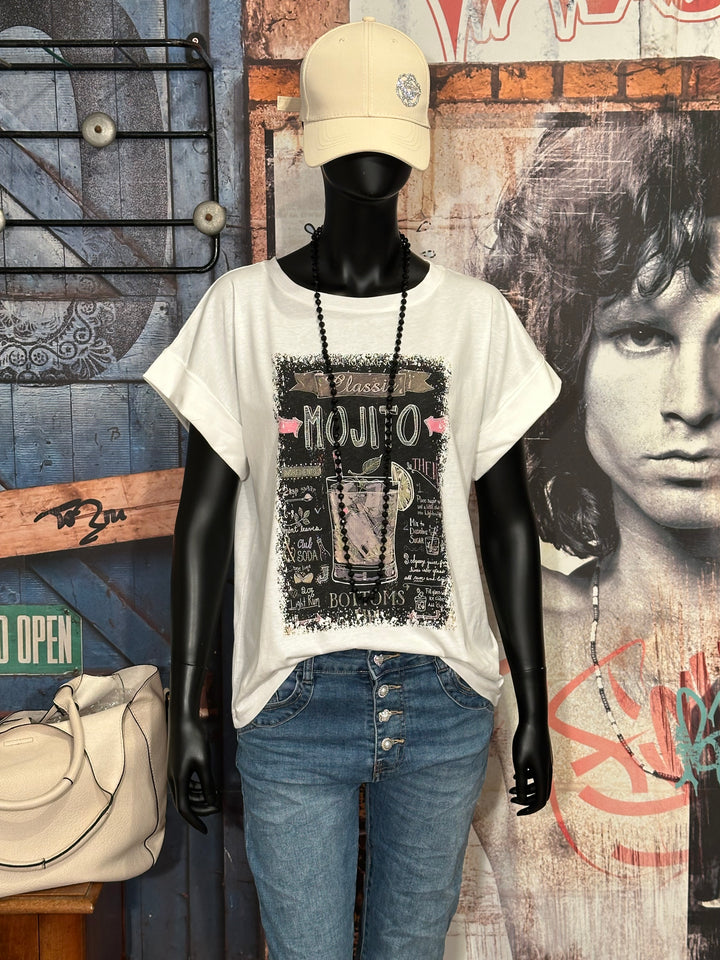 T-shirt 100% coton "Mojito" blanc