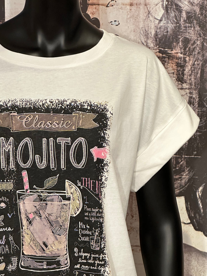 T-shirt 100% coton "Mojito" blanc