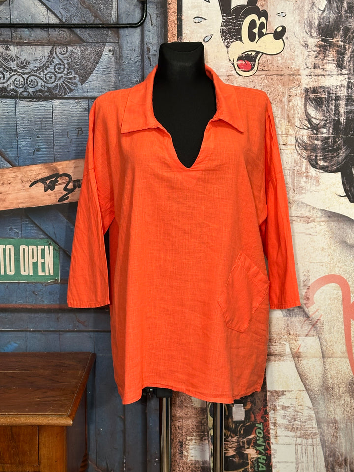 Casaque lin & coton orange