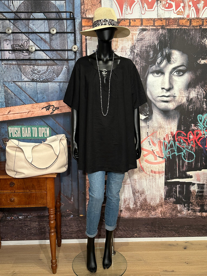 Tunique lin & coton noire