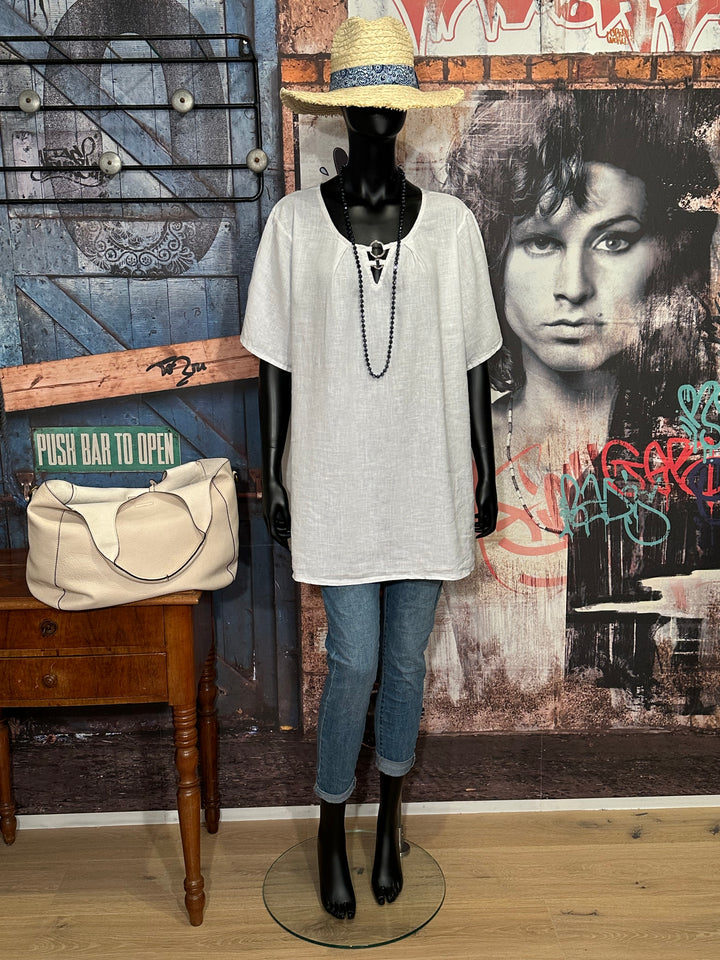 Tunique lin & coton blanche