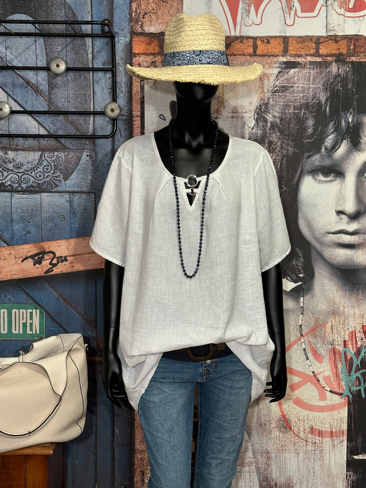Tunique lin & coton blanche