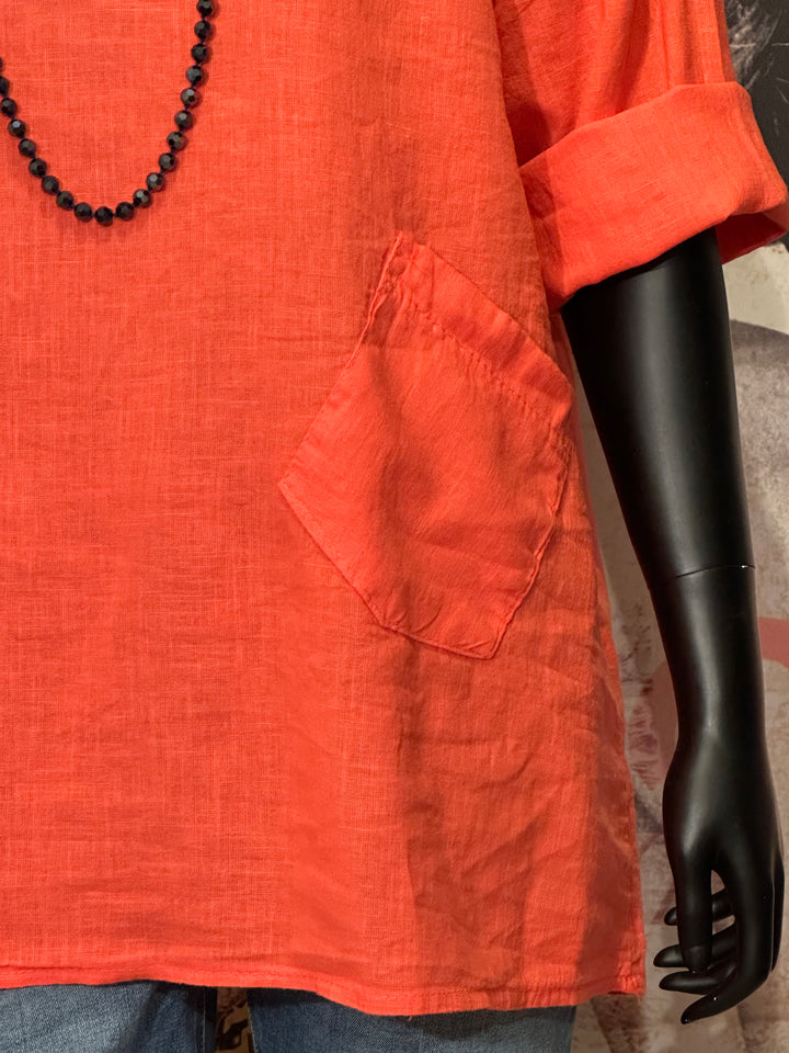 Casaque lin & coton orange