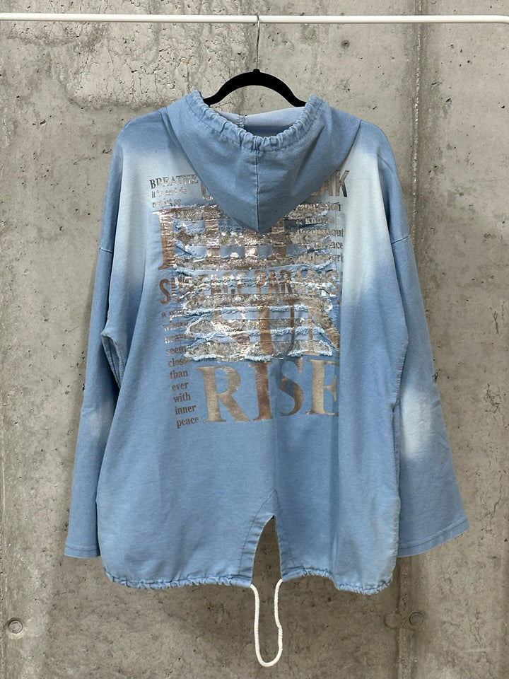 Veste à capuche "Théo" denim clair délavé (40/44) MADE IN ITALY