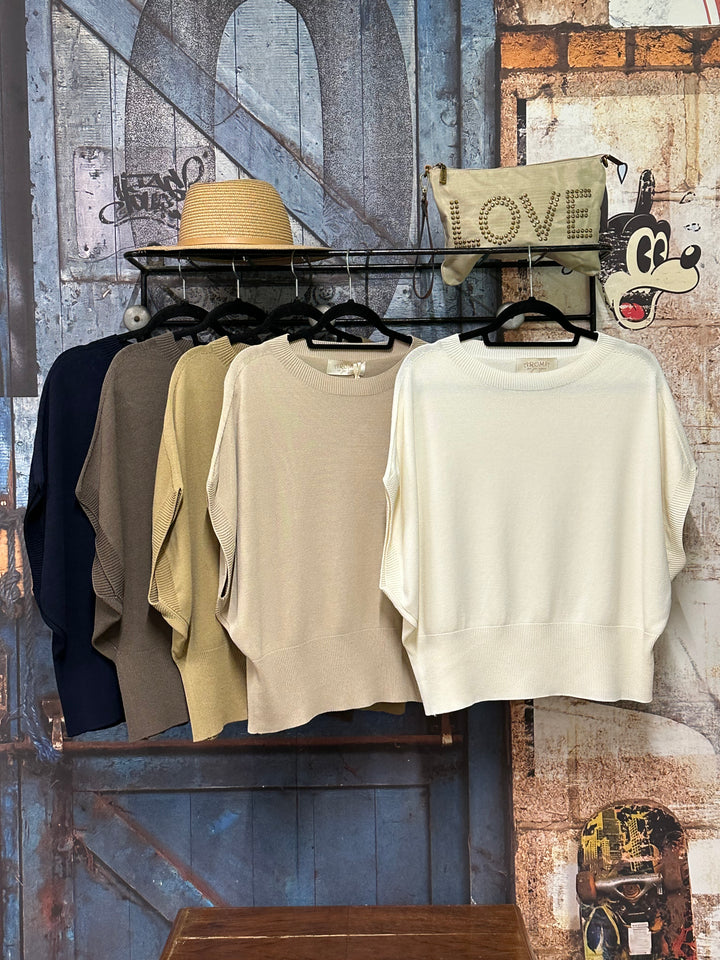 T-shirt "Manon" maille fine &amp; manches chauve-souris (38/42) MADE IN ITALY
