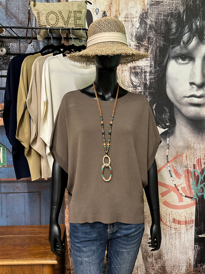T-shirt "Manon" maille fine &amp; manches chauve-souris (38/42) MADE IN ITALY
