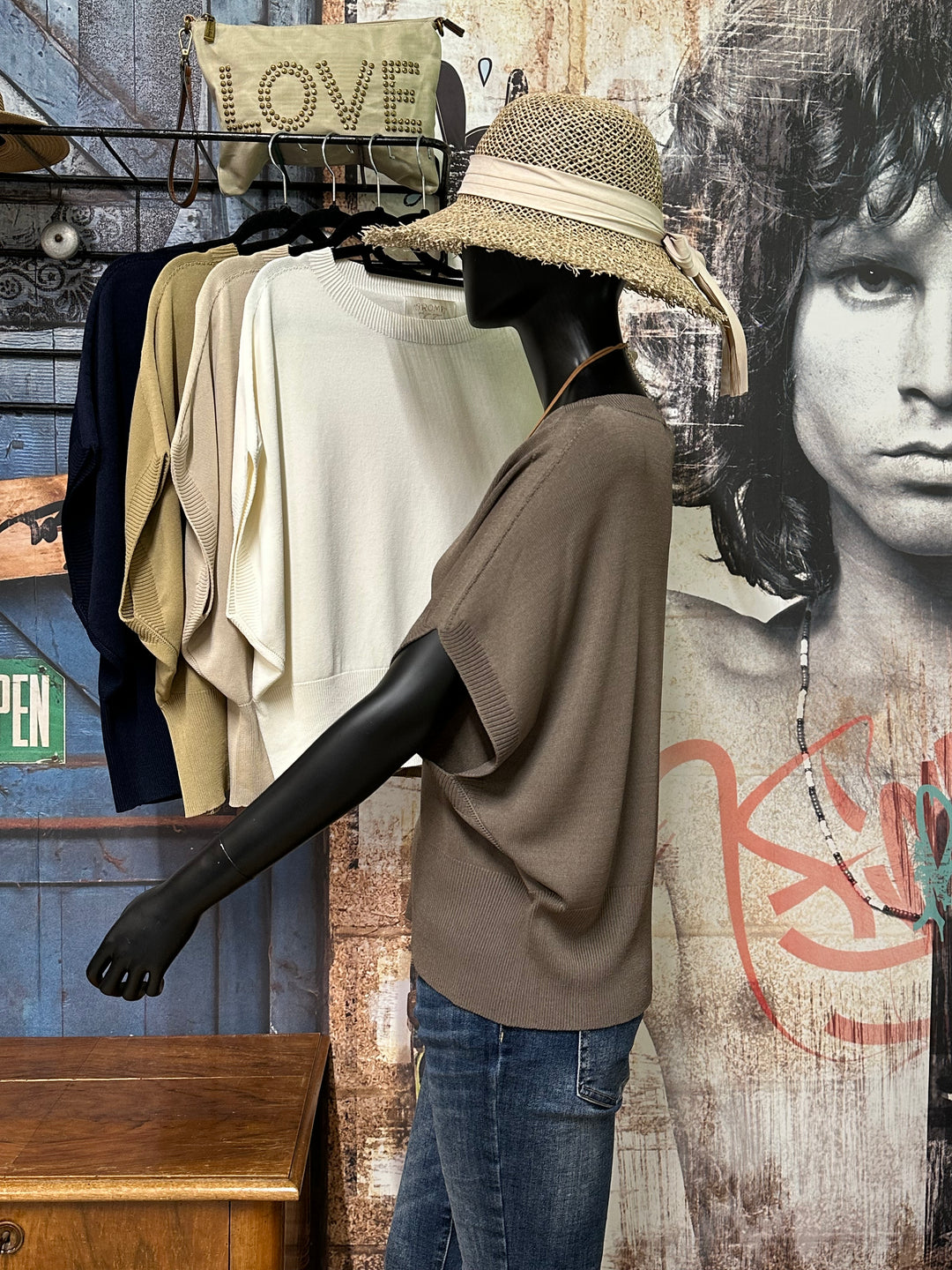 T-shirt "Manon" maille fine &amp; manches chauve-souris (38/42) MADE IN ITALY