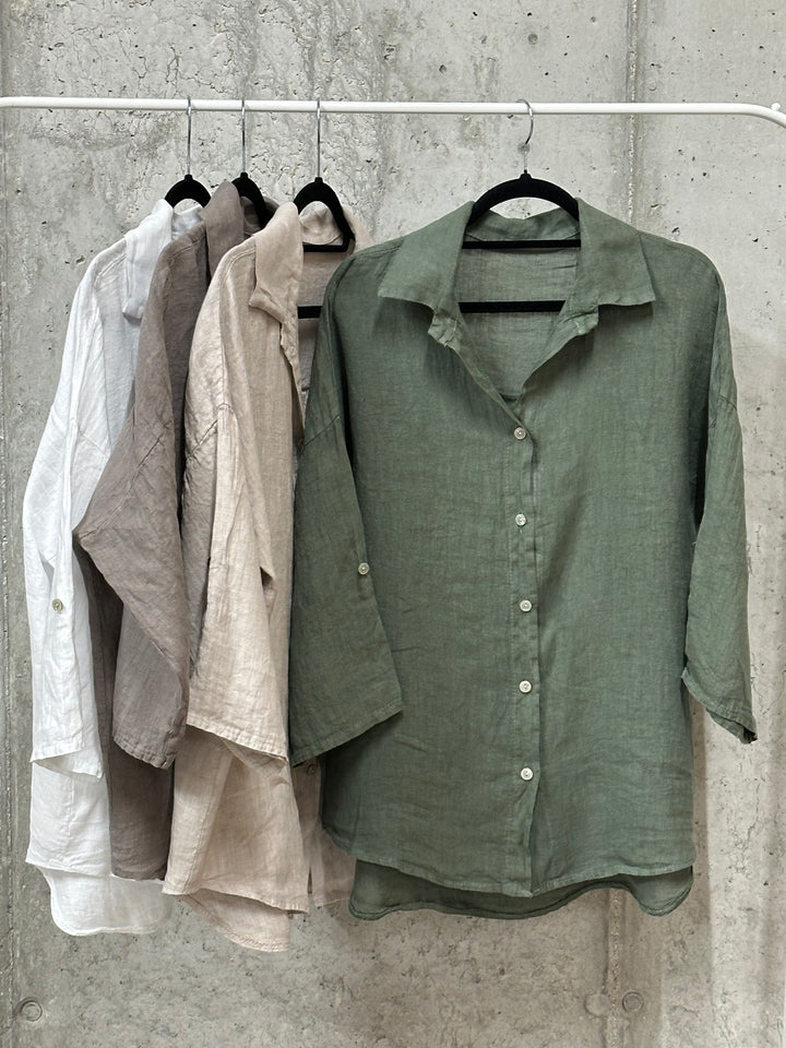 Chemisier "Tom" long &amp; oversize 100% lin (38/42) MADE IN ITALY