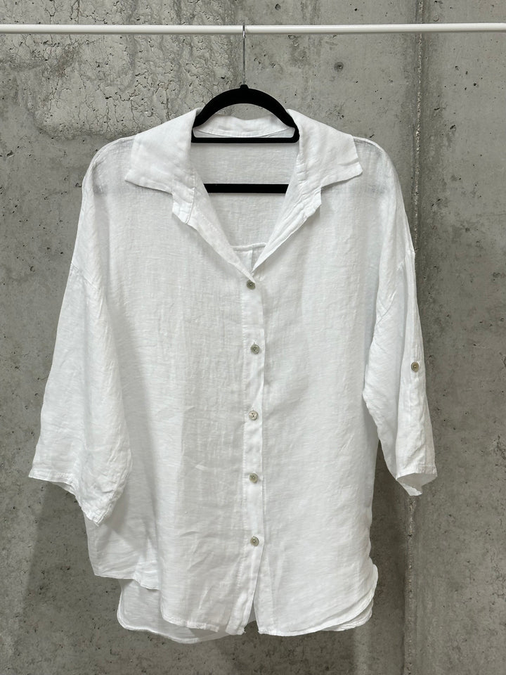 Chemisier "Tom" long &amp; oversize 100% lin (38/42) MADE IN ITALY