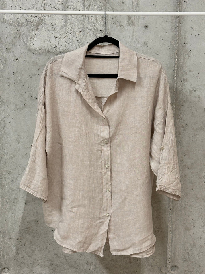 Chemisier "Tom" long &amp; oversize 100% lin (38/42) MADE IN ITALY