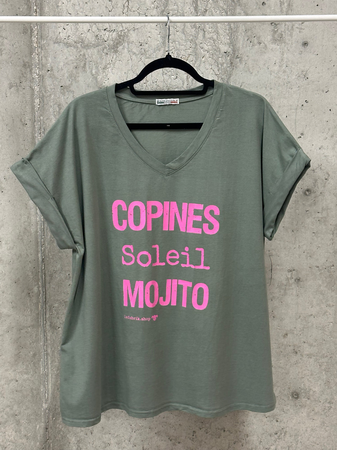 T-shirt "Charlie" oversize "Copines, soleil, Mojito" (42/46) MADE IN ITALY