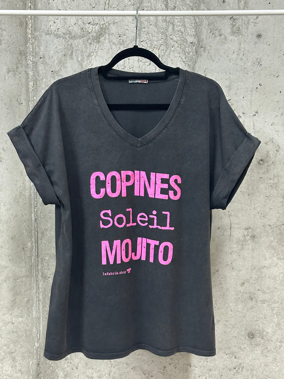 T-shirt "Charlie" oversize "Copines, soleil, Mojito" (42/46) MADE IN ITALY