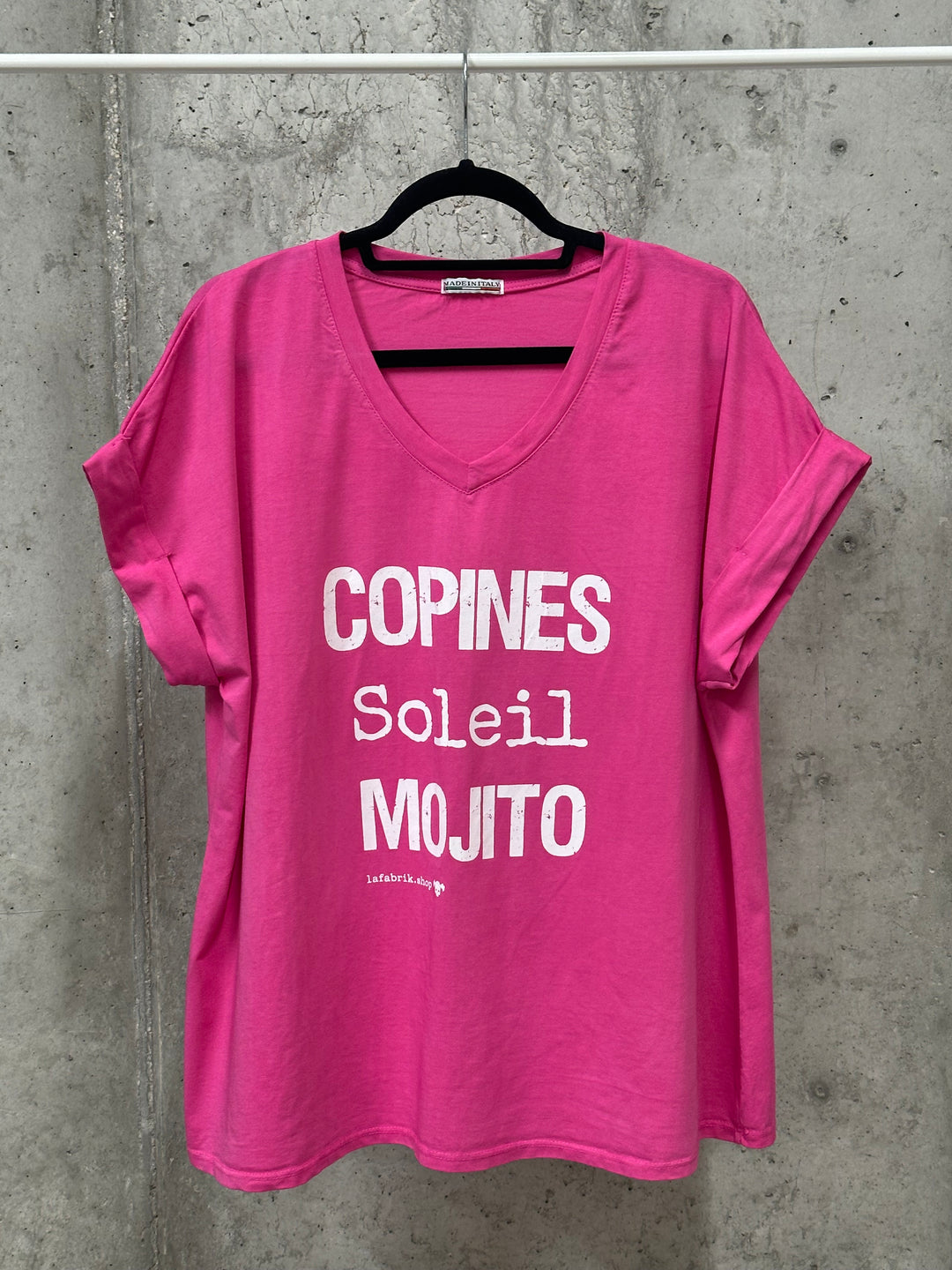 T-shirt "Charlie" oversize "Copines, soleil, Mojito" (42/46) MADE IN ITALY
