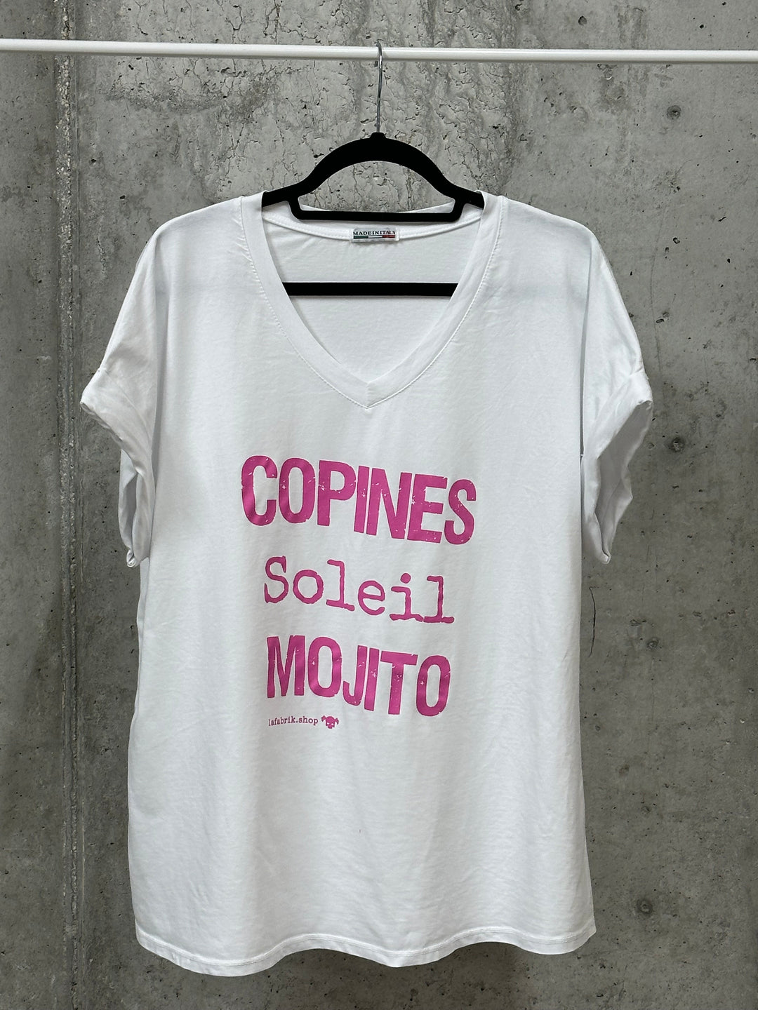 T-shirt "Charlie" oversize "Copines, soleil, Mojito" (42/46) MADE IN ITALY