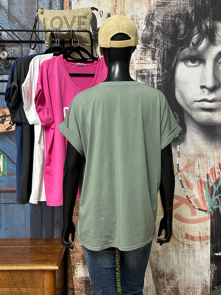 T-shirt "Charlie" oversize "Copines, soleil, Mojito" (42/46) MADE IN ITALY