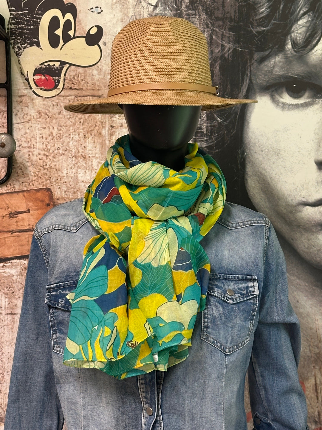 Foulard/étole aqua 100% coton