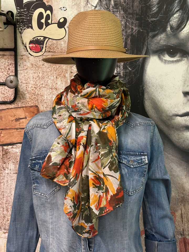 Foulard/étole kaki 100% coton