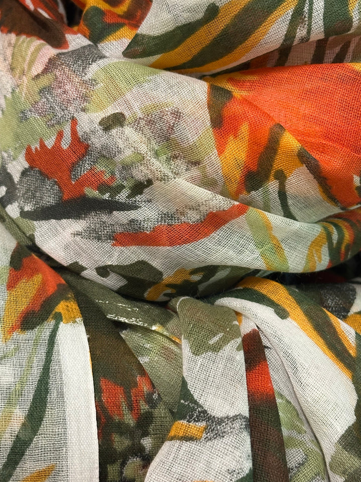 Foulard/étole kaki 100% coton