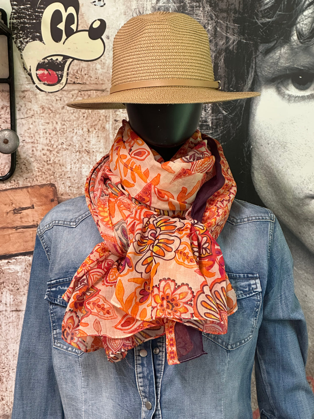 Foulard/étole orange 100% coton