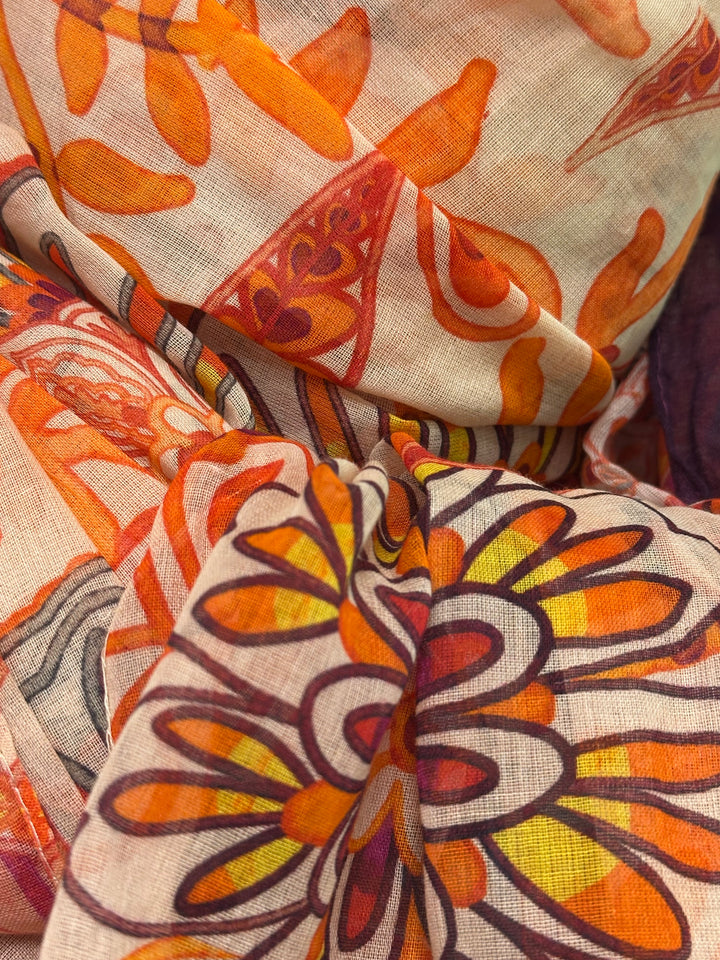 Foulard/étole orange 100% coton